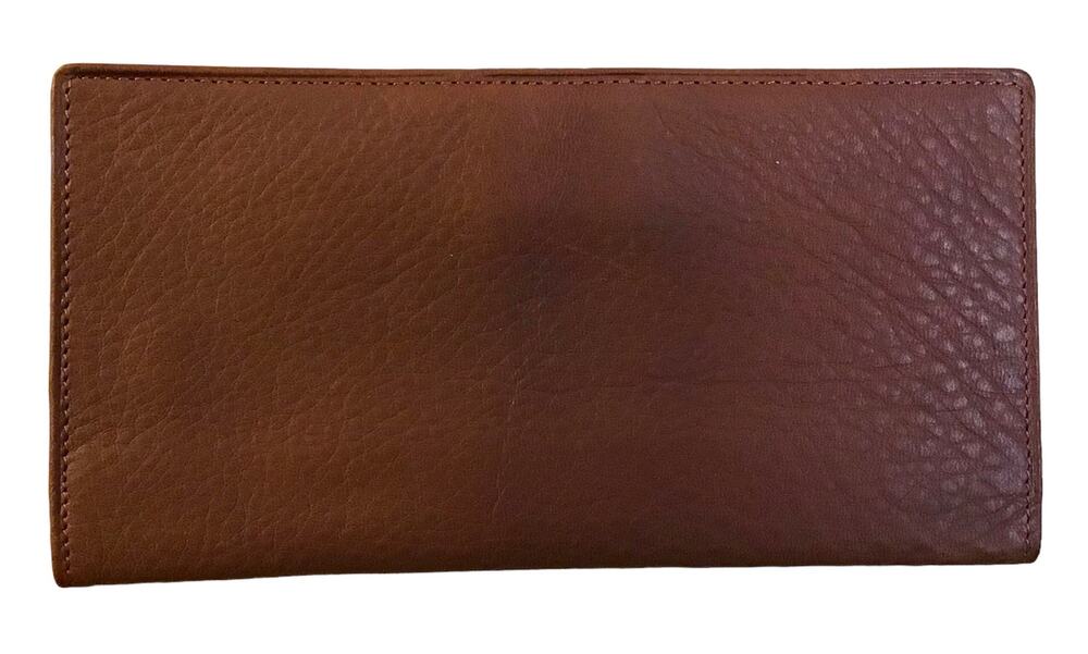 Osgoode Marley Brown Pebbled Leather Checkbook Cover Wallet
